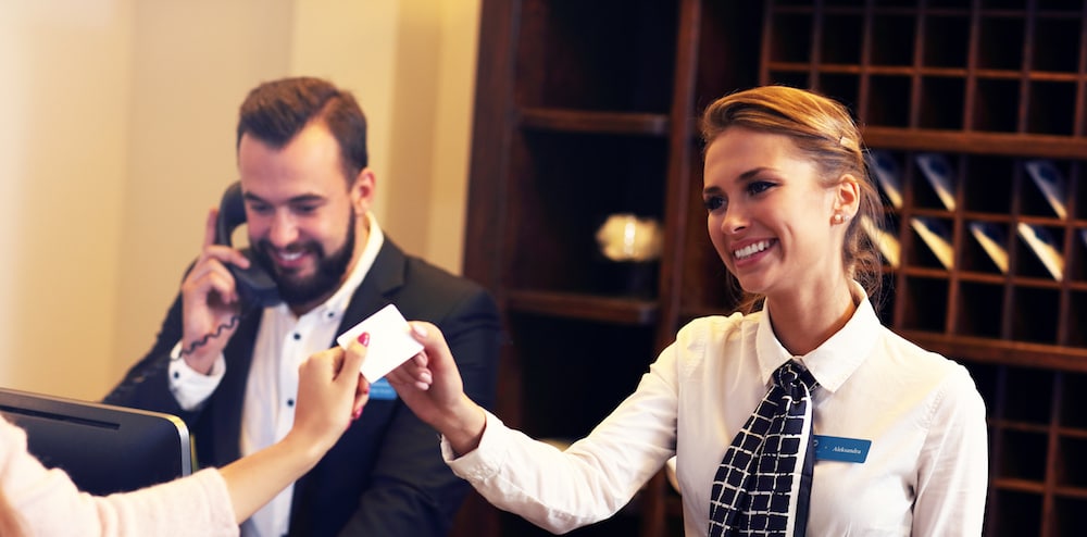 working at a hotel front desk