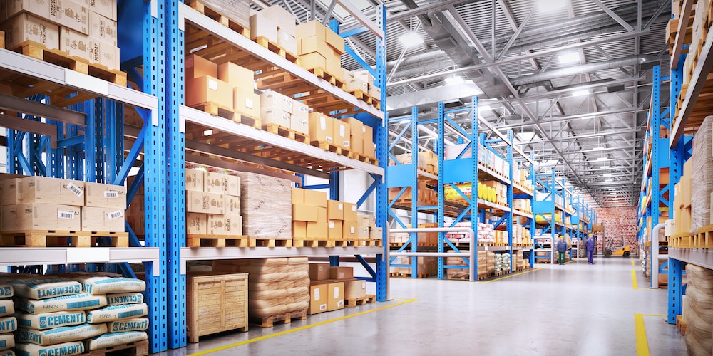 Warehouse with supply chain resources.