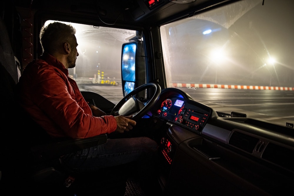 Delivery driver performing duties during his graveyard shift job