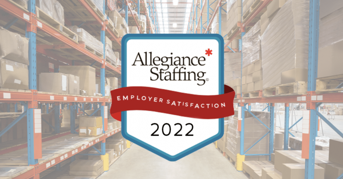 Graphic representing Allegiance Staffing surpassing the industry benchmark for employer satisfaction