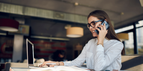 Administrative manager talking on the phone