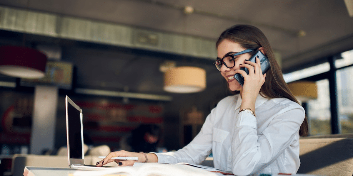 Administrative manager talking on the phone